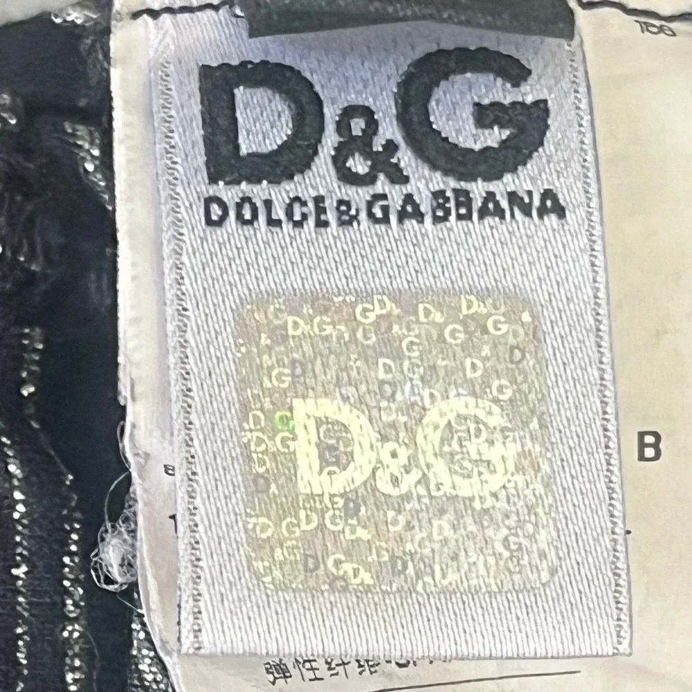 D&G Dolce & Gabbana Black Silver‎ Metallic Striped Pencil Skirt Italy Size 44 - Picture 8 of 9